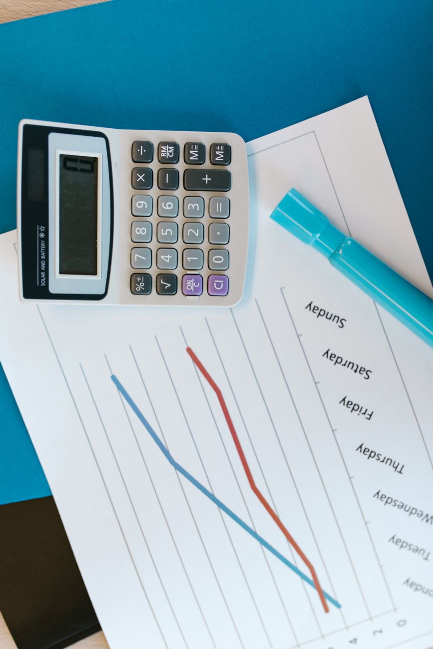 Calculator beside printed graphs